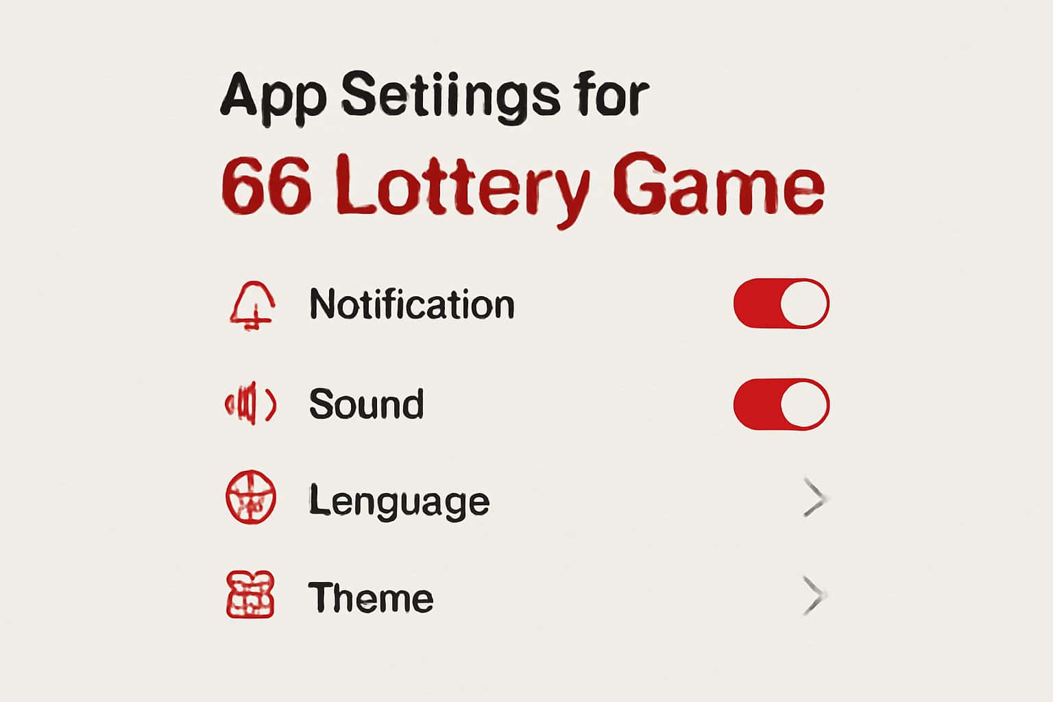 Informational image about App Settings for 66 Lottery Game.