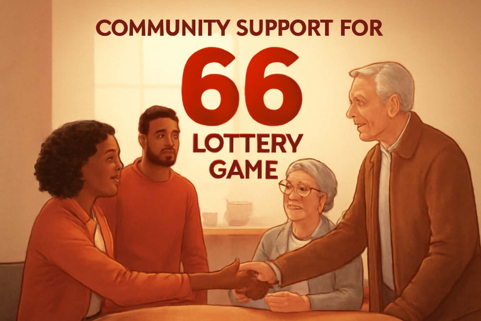 Informational graphic on Community Support for 66 Lottery Game.