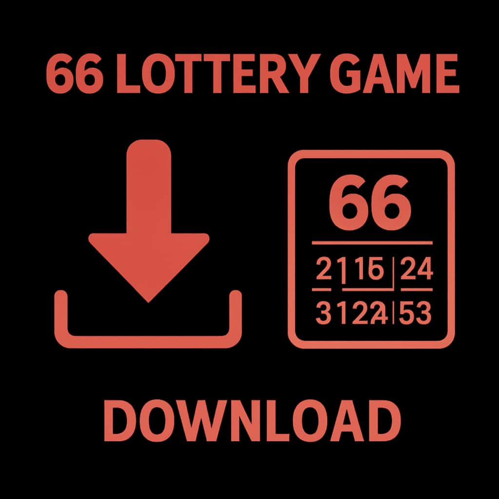 Diagram explaining 66 Lottery Game Download process with color #c4181a.