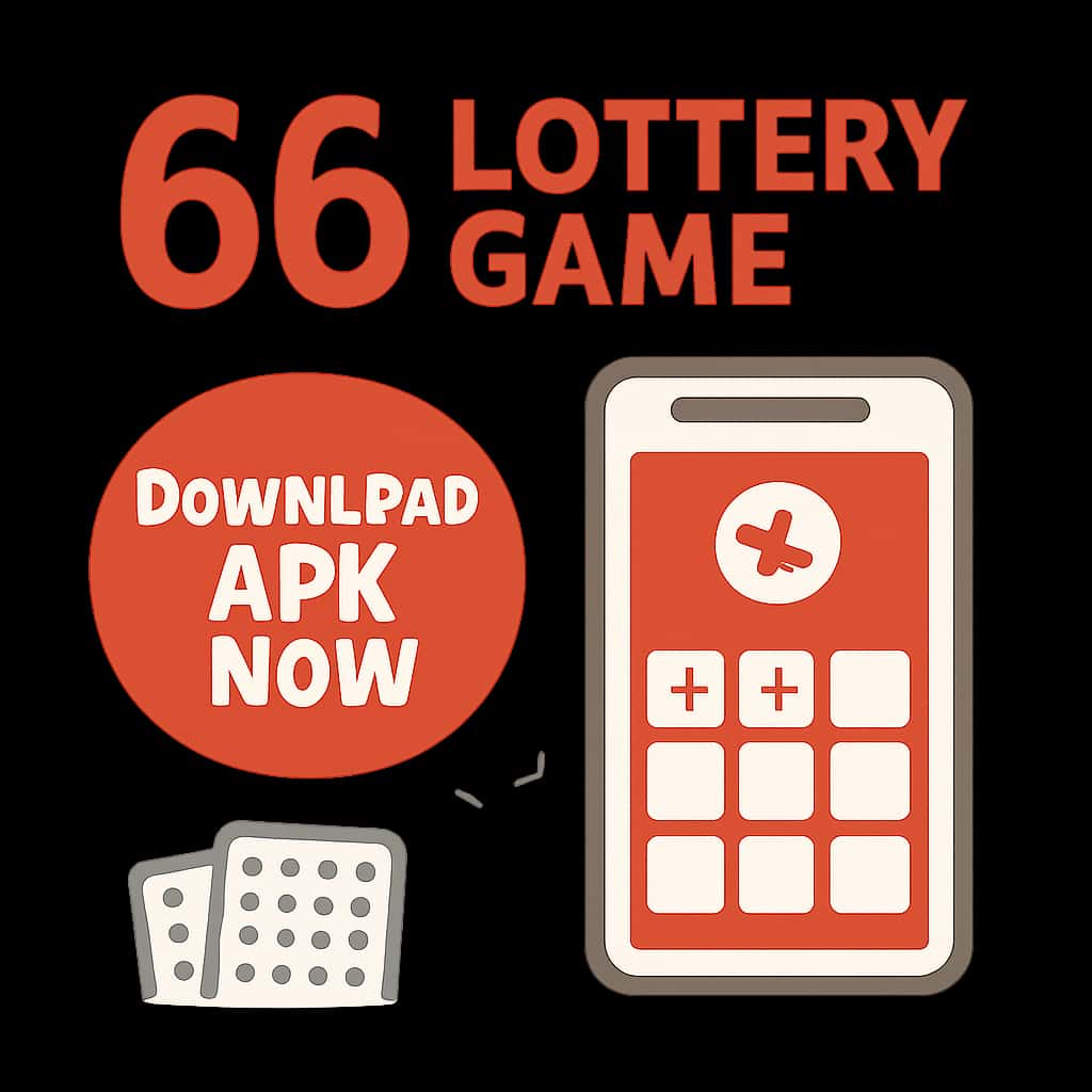 Illustration explaining the APK download process for 66 Lottery Game.