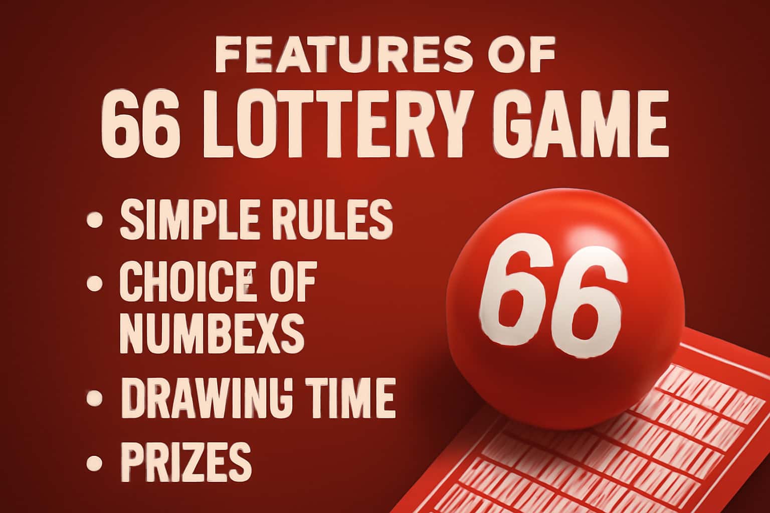 Informational visual representation of 66 Lottery Game features.