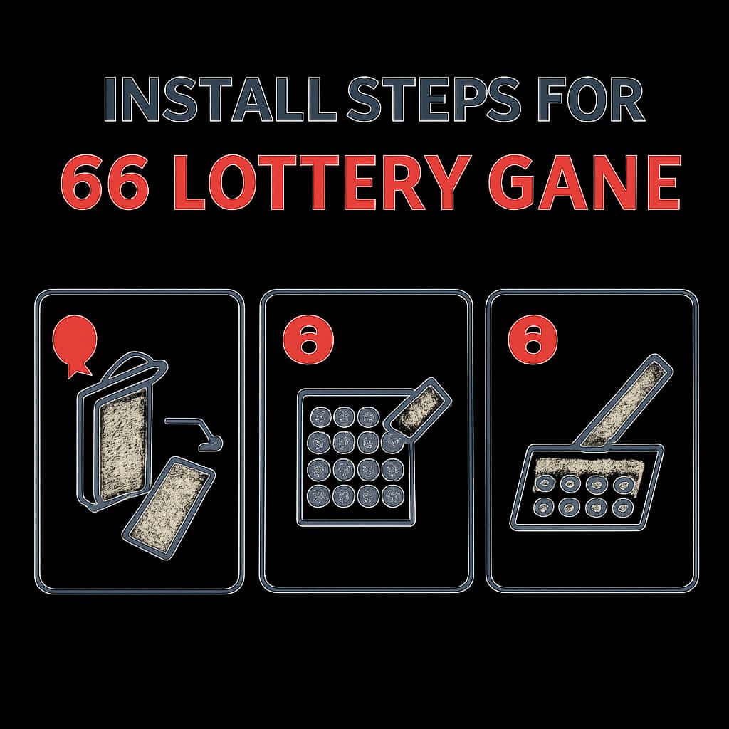 Illustration depicting installation steps for 66 Lottery Game.