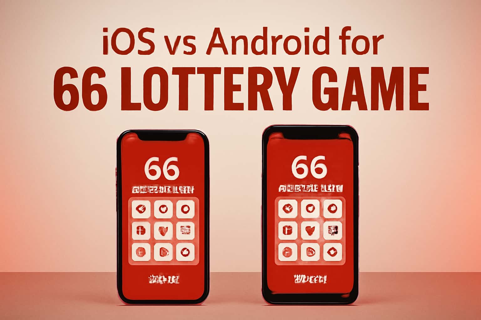 Informational scene depicting iOS and Android platforms for the 66 Lottery Game.