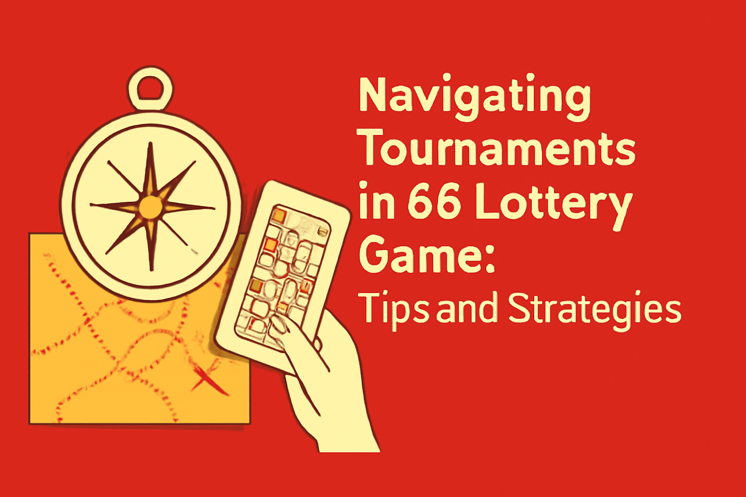 An illustrated scene showcasing the features of the 66 Lottery Game app.