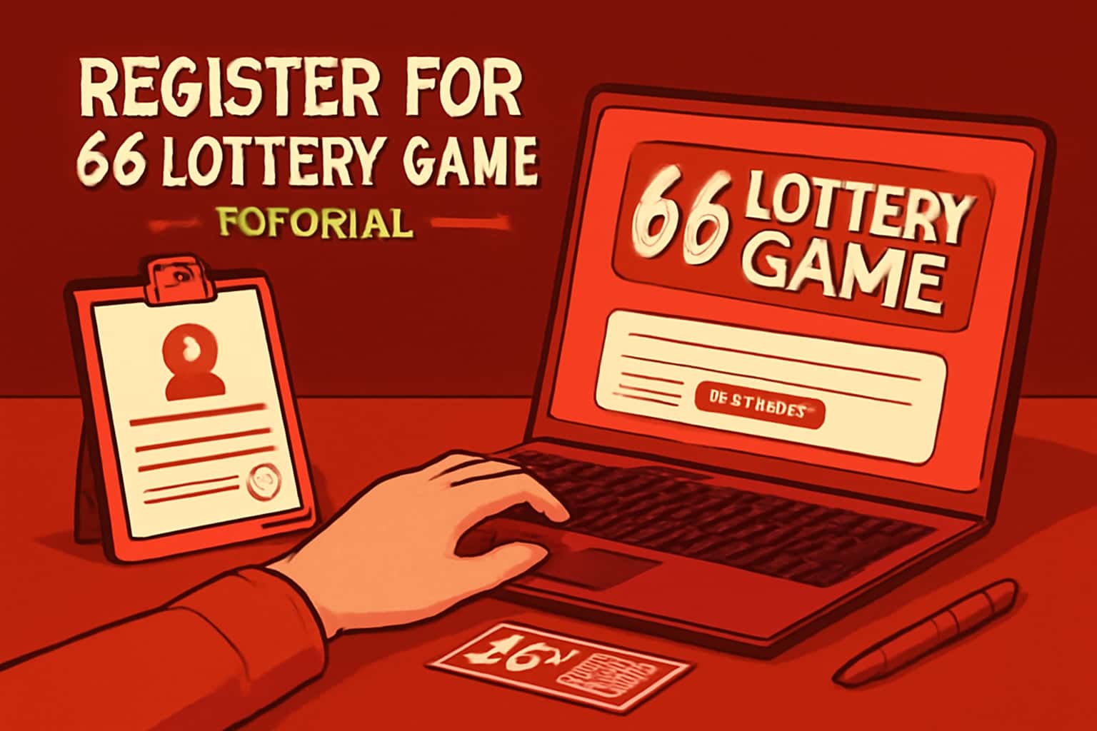 An informative graphic illustrating the registration process for the 66 Lottery Game.