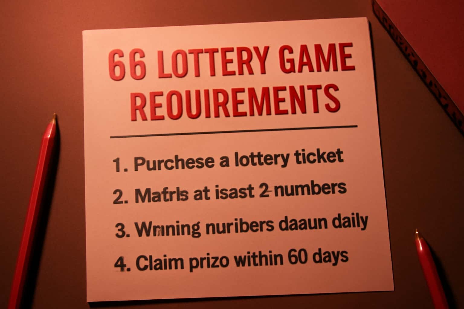 Visual representation of 66 Lottery Game Requirements.