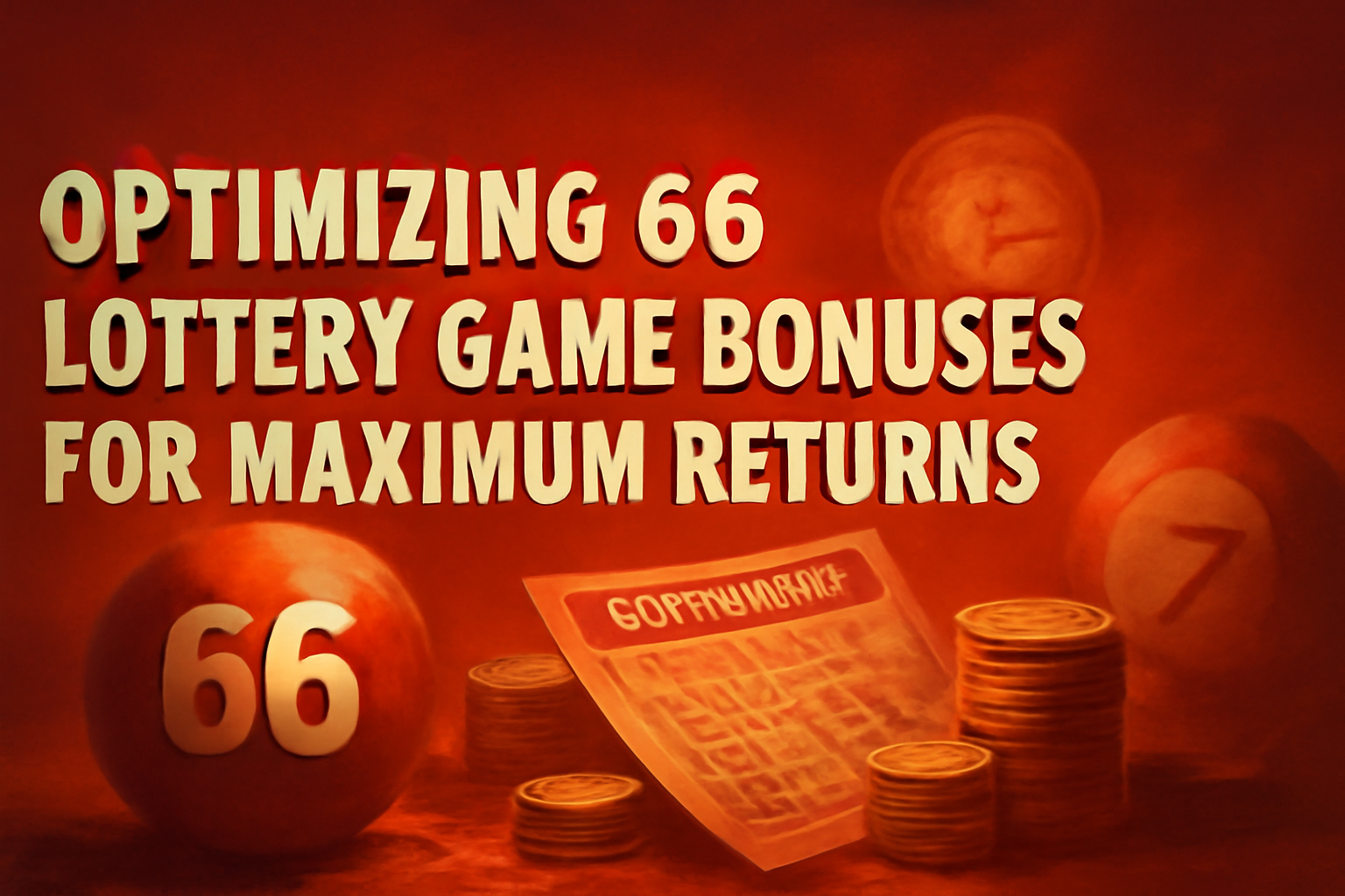 An illustrated scene showcasing the features of the 66 Lottery Game app.