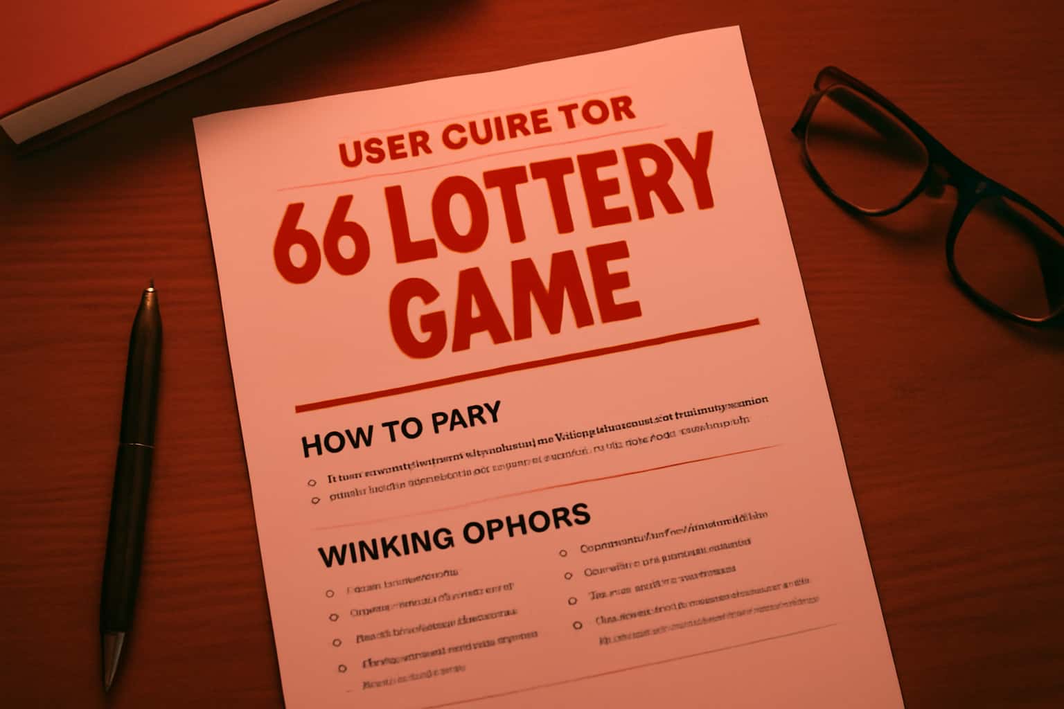 An informational graphic representing the User Guide for 66 Lottery Game.
